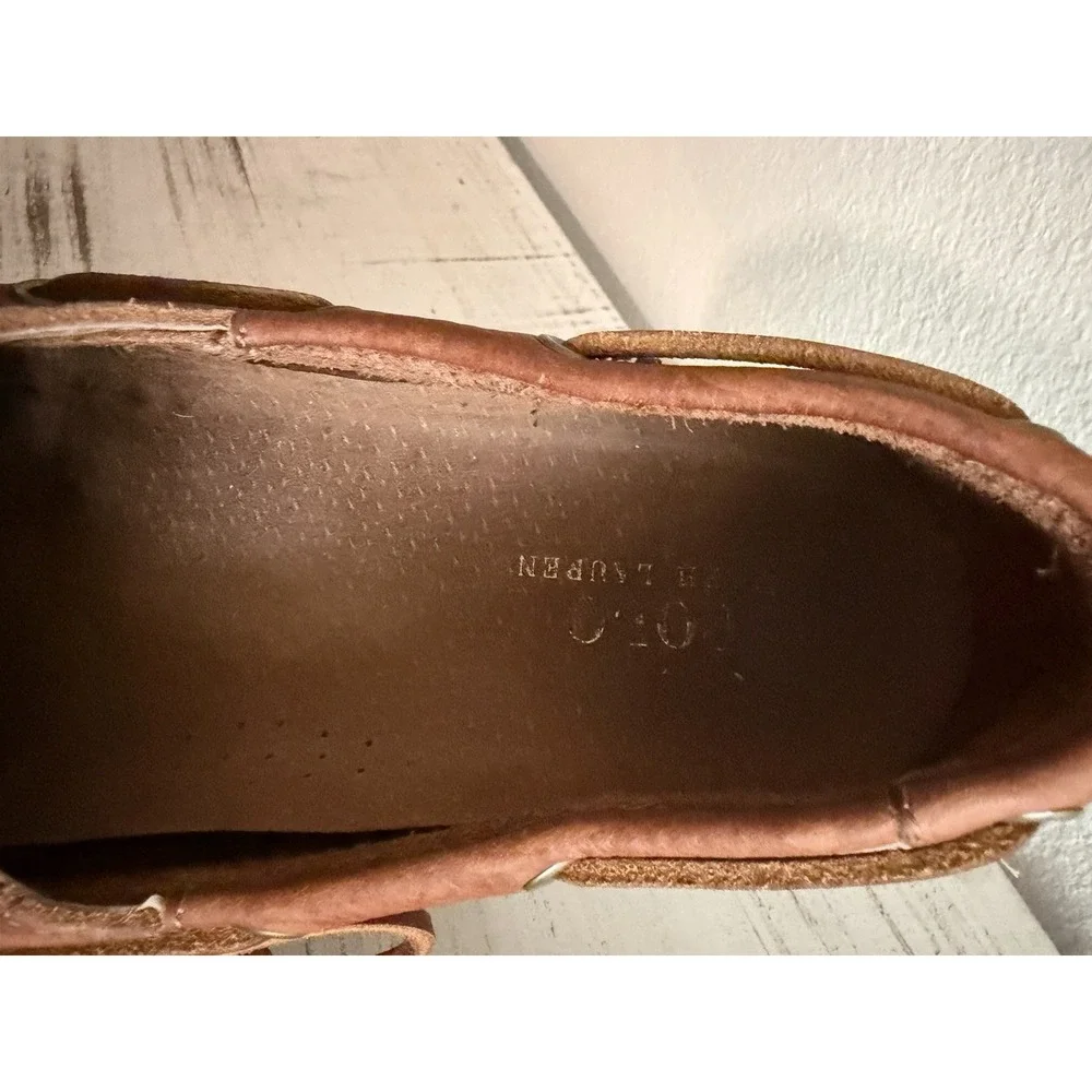 POLO RALPH LAUREN Men's Bienne Oil‎ Tumbled Leather Boat Shoes Tan US 11